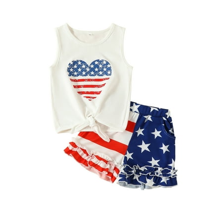 wybzd Independence Day Toddler Girls Summer 2PCS Outfits White Sleeveless Vest and Stars Striped Shorts Sets 1-5 Years
wybzd Independence Day Toddler Girls Summer 2PCS Outfits White Sleeveless Vest and Stars Striped Shorts Sets 1-5 Years