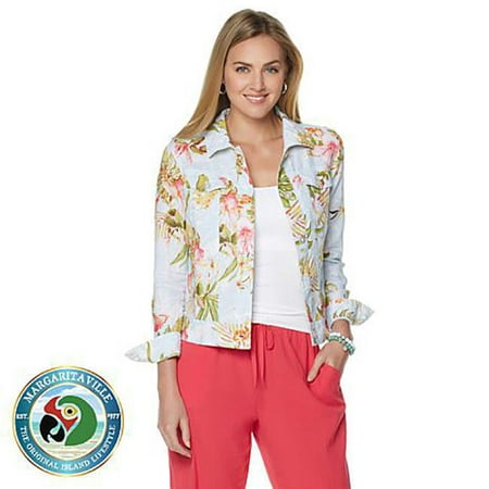 MARGARITAVILLE Hibiscus Print Long Sleeve Jacket Size XS