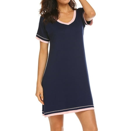 Woobling Ladies Sleep Dress Short Sleeve Night Gowns Basic Nightgowns Women Baggy Nightshirt Pajama Navy Blue S
Woobling Ladies Sleep Dress Short Sleeve Night Gowns Basic Nightgowns Women Baggy Nightshirt Pajama Navy Blue S