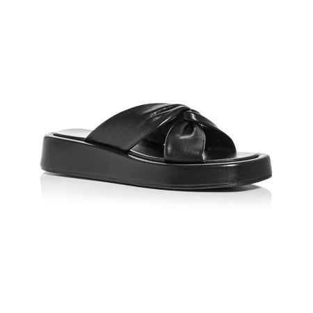 Elleme Womens Tresse Leather Flatform Slide Sandals