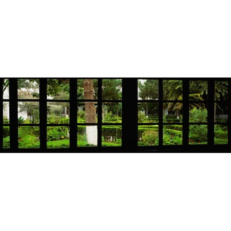 Formal garden viewed through a window Hosteria La Cienega Latacunga Cotopaxi Ecuador Poster Print