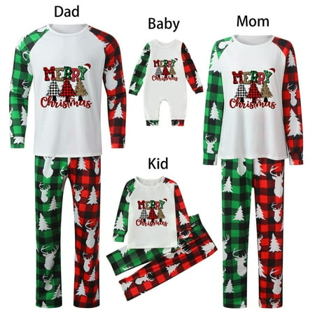 Family Christmas PJs Matching Sets Holiday Pajamas for Women/Men/Kids/Couples Printed Long Sleeve Top and Pants Sleepwear