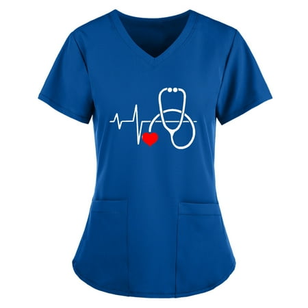 QAZXD Women Short Sleeve V Neck Tops Working Scrub Tops Solid Color Pocket Blouse Blue
QAZXD Women Short Sleeve V Neck Tops Working Scrub Tops Solid Color Pocket Blouse Blue