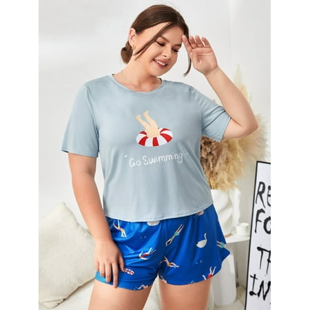 Women s Plus Figure Slogan Graphic Pajama Set 2XL(16) Blue Casual F22001D
Women s Plus Figure Slogan Graphic Pajama Set 2XL(16) Blue Casual F22001D