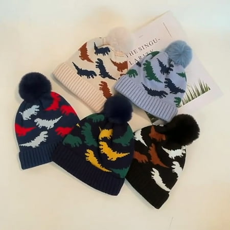 Naturegr Baby Beanie Cap Cartoon Dinosaur Pattern Plush Ball Autumn Winter Curling Edge Knitted Toddler Hat for Birthday Party
Naturegr Baby Beanie Cap Cartoon Dinosaur Pattern Plush Ball Autumn Winter Curling Edge Knitted Toddler Hat for Birthday Party
