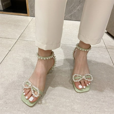 Women‘s Bow Tie Decor Sandals Chunky Heeled Open Toe Faux Pearl Square Toe Comfy High Heels Women‘s Fashion Footwear
Women‘s Bow Tie Decor Sandals Chunky Heeled Open Toe Faux Pearl Square Toe Comfy High Heels Women‘s Fashion Footwear