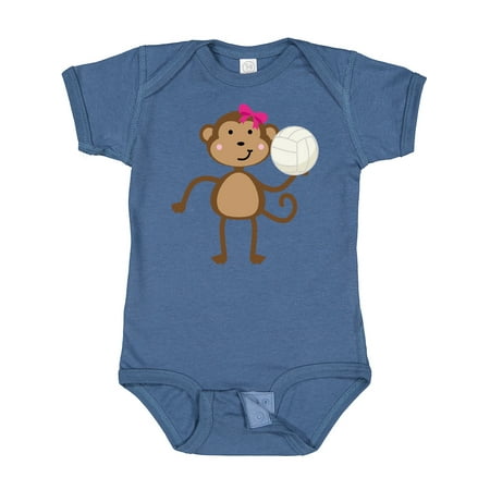 Inktastic Cute Volleyball Girl Monkey Gift Baby Girl Bodysuit