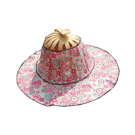 1x Sun Hat Fashion Bamboo Hand Fan Folding Fan Summer Folding Cap Travel