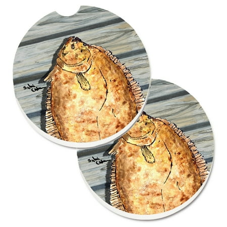 Carolines Treasures 8495CARC Fish Flounder Set of 2 Cup Holder Car Coaster
