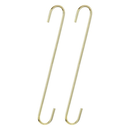 S Hanging Hooks 12inch(300mm) Extra Long Steel Hanger Gold Tone 2Pack