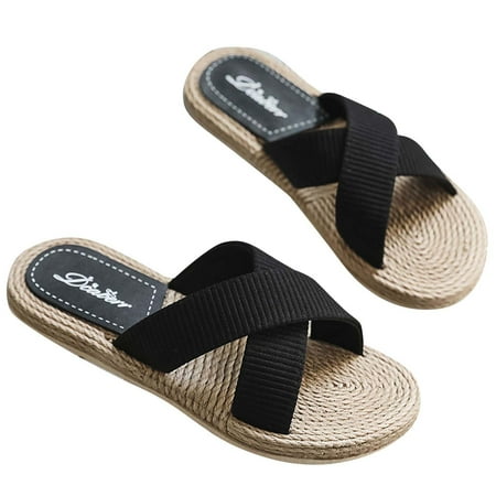 Womens Summer Ladies Imitation Straw Slippers Flat Beach Shoes Cross Strap Slippers Open Toe Slide Sandals Comfortable Flats Flip-Flops Sandal Casual Platforms Wedge Sandals Heeled Sandals A1012
Womens Summer Ladies Imitation Straw Slippers Flat Beach Shoes Cross Strap Slippers Open Toe Slide Sandals Comfortable Flats Flip-Flops Sandal Casual Platforms Wedge Sandals Heeled Sandals A1012