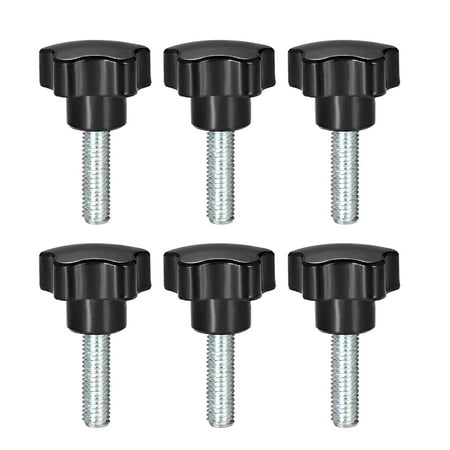 Uxcell M10 x 25mm Male Thread 38mm Head Star Knobs Zinc Plated Black 6 Pack