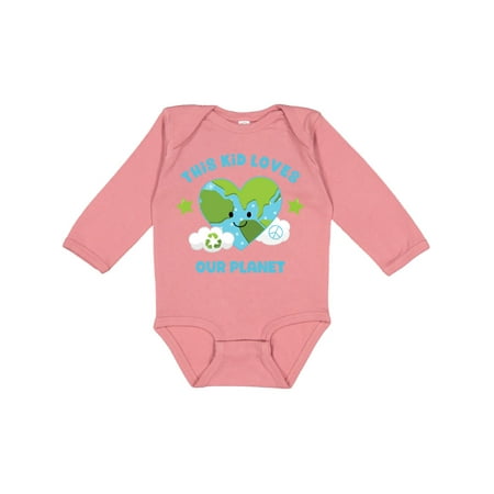 Inktastic This Kid Loves Earth Gift Baby Girl Long Sleeve Bodysuit