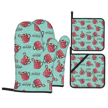 Oven Mitts and Pot Holders 4 Piece Snowflake Hot Cocoa High Heat Slip Resistant Oven Mitt and Trivets Set Kitchen Oven Glove Pot Holders for Cooking Baking Grilling
Oven Mitts and Pot Holders 4 Piece Snowflake Hot Cocoa High Heat Slip Resistant Oven Mitt and Trivets Set Kitchen Oven Glove Pot Holders for Cooking Baking Grilling