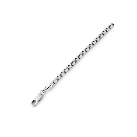 Men's Sterling Silver Rhodium Plated Lightweight Round Box 2.4mm Chain Necklace