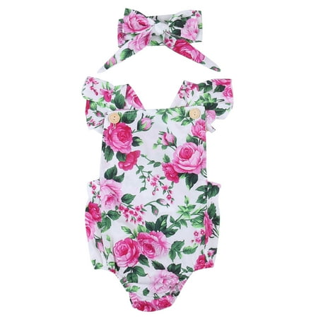 Baby Girl Floral Romper Newborn Headband Infant Jumpsuit Bodysuit Clothes Outfit C Size 0-6 Months
Baby Girl Floral Romper Newborn Headband Infant Jumpsuit Bodysuit Clothes Outfit C Size 0-6 Months