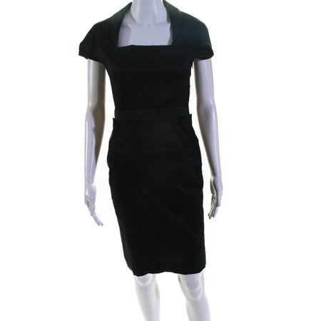 Z Spoke Zac Posen Womens Short Sleeve Square Neck Dress Black Size 6