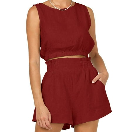 Womens Suit Sleeveless O-Neck Top + Loose Pants Set Solid Casual Set Women S Spring And Summer Breathable Set Pajamas Sportswear Home Wear
Womens Suit Sleeveless O-Neck Top + Loose Pants Set Solid Casual Set Women S Spring And Summer Breathable Set Pajamas Sportswear Home Wear