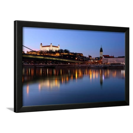 Bratislava Castle and Novy Bridge at Sunset with Reflection Framed Print Wall Art By TTstudio