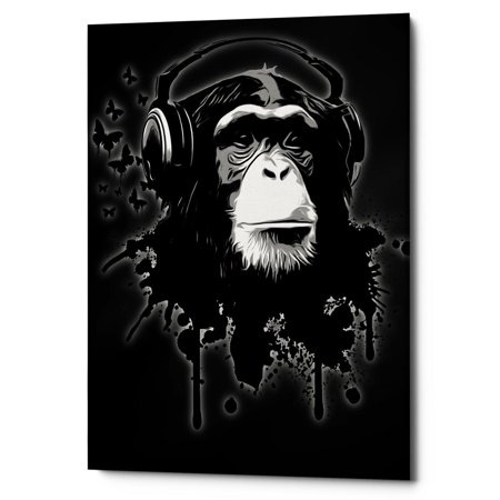 Cortesi Home "Monkey Business Black" by Nicklas Gustafsson, Giclee Canvas Wall Art, 12"x18"