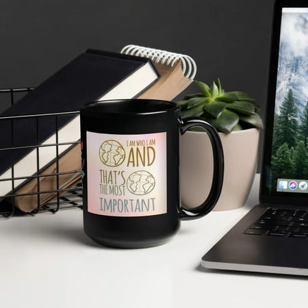 GloWell Designs - Black Glossy Mug - Affirmation Quote - I Am Who I Am
