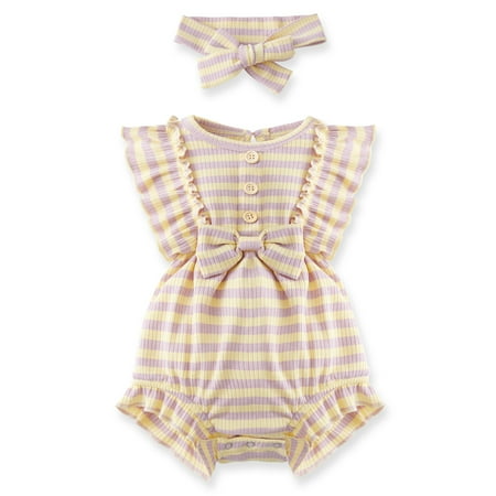 Summer Baby Girls Ruffle Sleveless Stripe Knitted Romper and Headband Outfits
Summer Baby Girls Ruffle Sleveless Stripe Knitted Romper and Headband Outfits