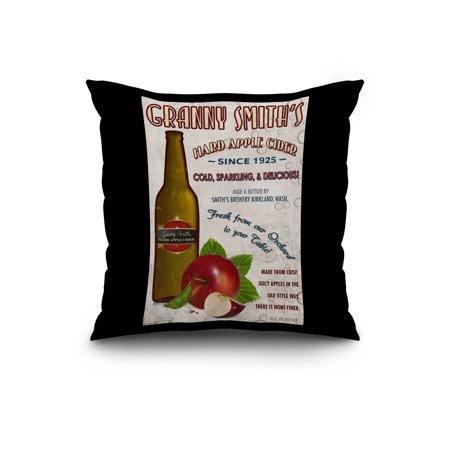 Granny Smith's Hard Apple Cider Vintage Sign - Lantern Press Artwork (20x20 Spun Polyester Pillow, Black Border)
