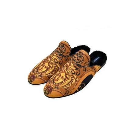 Barabas Men s Greek Medusa Design Leather Lining Leather Mule SH710