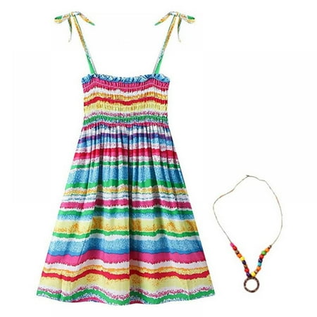 BULLPIANO 2-12 Years Girls Casual Dress Fashion Swing Dress Summer Boho Dress with Necklace
BULLPIANO 2-12 Years Girls Casual Dress Fashion Swing Dress Summer Boho Dress with Necklace