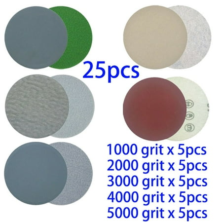 25pcs Wet/Dry 2-inch 1000 2000 3000 4000 5000Grit Sand Paper Sanding Discs