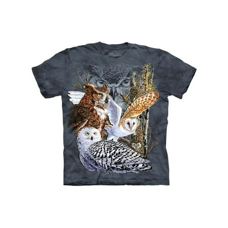Grey 100% Cotton Find 11 Owls Realistic Graphic T-Shirt NEW