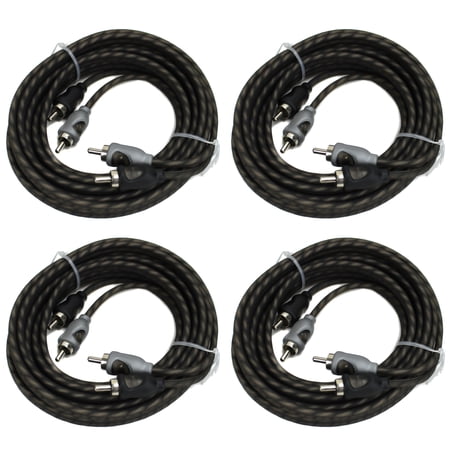 4) Rockford Fosgate RFI-10 10' Feet 2 Channel RCA Car Audio Signal Cables RFI10