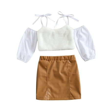 Musuos Toddler Girls Two-piece Skirt Suit Tie-up Straps Off-the-shoulder Pullover and Leather Skirt
Musuos Toddler Girls Two-piece Skirt Suit Tie-up Straps Off-the-shoulder Pullover and Leather Skirt