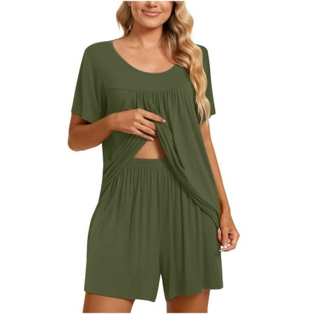 2 Piece Outfits for Women Lounge Sets Casual O Neck Pleated Short Sleeve Top and Shorts Comfy Pajamas Sleepwear
2 Piece Outfits for Women Lounge Sets Casual O Neck Pleated Short Sleeve Top and Shorts Comfy Pajamas Sleepwear