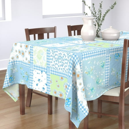 Cotton Sateen Tablecloth 70 Square - Gingham Cheater Quilt Lime Green Beach Patchwork Blue White Floral Cottage Core Large Scale Print Custom Table Linens by Spoonflower
Cotton Sateen Tablecloth 70 Square - Gingham Cheater Quilt Lime Green Beach Patchwork Blue White Floral Cottage Core Large Scale Print Custom Table Linens by Spoonflower