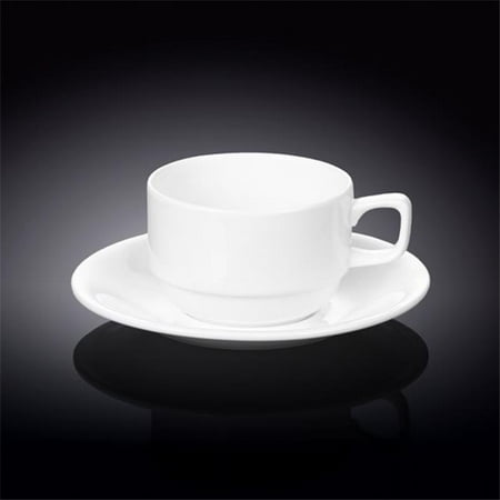 Wilmax 993008 220 ml Tea Cup & Saucer White - Pack of 36