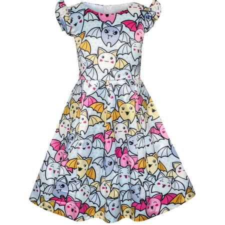 Girls Dress Halloween Bat Print Costume Cartoon Dress 8
