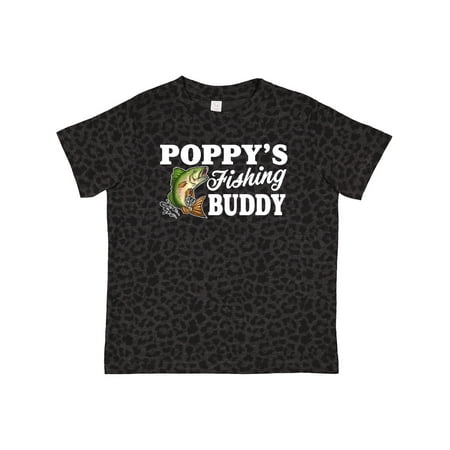 Inktastic Poppy s Fishing Buddy with White Text Gift Toddler Boy Girl T-Shirt