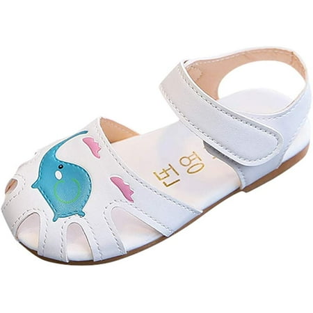 Baby Girls Sandals Slip On Leather Shoes Cartoon Open Toe Sandals Beach Playing for Toddler/Little Kid/Big Kid