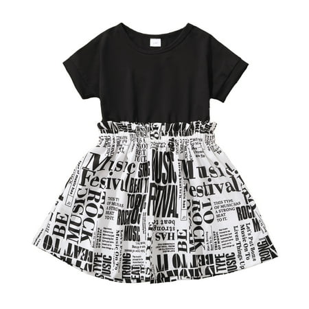 Kucnuzki Infant Baby Girl Clothes 18 Months Summer Dress 24 Months Short Sleeve Solid Color Upper Carton Prints Skirt Layer Cozy Dress Black
Kucnuzki Infant Baby Girl Clothes 18 Months Summer Dress 24 Months Short Sleeve Solid Color Upper Carton Prints Skirt Layer Cozy Dress Black