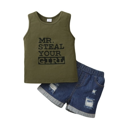 4T Toddler Baby Girls Outfits Sleeveless Letter Print Top +Ripped Jeans Shorts 2Pcs Clothes Set 4-5T Green
4T Toddler Baby Girls Outfits Sleeveless Letter Print Top +Ripped Jeans Shorts 2Pcs Clothes Set 4-5T Green