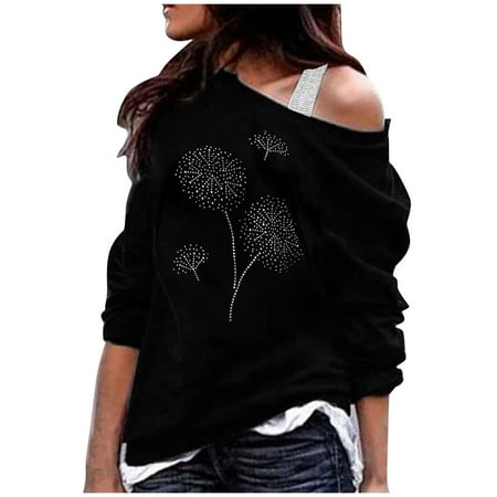 LBECLEY Under Scrub Women Long Sleeve Shirts Women s Casual Shirts Top Off-The-Shoulder Diamond-Studded Floral Printed Top Long-Sleeved Cotton Soft T-Shirt Teen Fashion Top Polyester Black S
LBECLEY Under Scrub Women Long Sleeve Shirts Women s Casual Shirts Top Off-The-Shoulder Diamond-Studded Floral Printed Top Long-Sleeved Cotton Soft T-Shirt Teen Fashion Top Polyester Black S