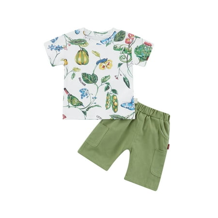 Suanret Toddler Baby Boy Summer Clothes Short Sleeve Animal Plants Print T-Shirt + Elastic Waist Shorts Casual Set Green 2-3 Years
Suanret Toddler Baby Boy Summer Clothes Short Sleeve Animal Plants Print T-Shirt + Elastic Waist Shorts Casual Set Green 2-3 Years