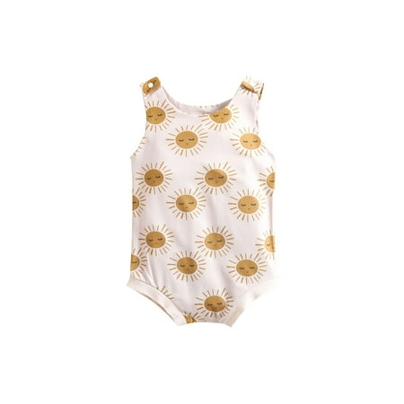 Suanret Toddler Infant Baby Girls Romper Sleeveless Crew Neck Sun Flower Print Button Closure Summer Bodysuit White Sun 12-18 Months
Suanret Toddler Infant Baby Girls Romper Sleeveless Crew Neck Sun Flower Print Button Closure Summer Bodysuit White Sun 12-18 Months