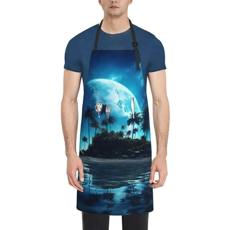 Ocsxa Hawaiian Beach Pirate Moon Apron With Pockets Kitchen Bib Waterproof Resistant Women Men Unisex Adjustable 
Ocsxa Hawaiian Beach Pirate Moon Apron With Pockets Kitchen Bib Waterproof Resistant Women Men Unisex Adjustable