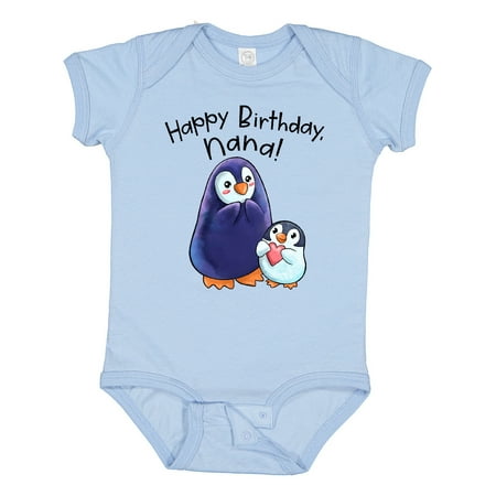 Inktastic Happy Birthday Nana!- Cute Penguins Gift Baby Boy or Baby Girl Bodysuit