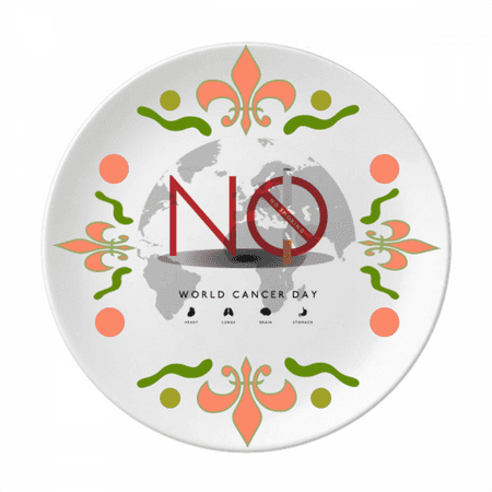 Logo World Cancer Day No Smoking Flower Ceramics Plate Tableware Dinner Dish