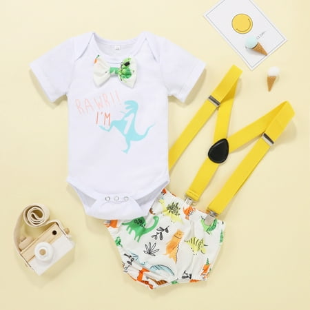 DENGDENG Infant Baby Toddler Clothes Short Sleeve Cartoon Dinosaur Bodysuit Suspender Shorts 2 Pieces Summer Outfits Set
DENGDENG Infant Baby Toddler Clothes Short Sleeve Cartoon Dinosaur Bodysuit Suspender Shorts 2 Pieces Summer Outfits Set