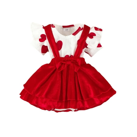 Meihuida Baby Girl Valentine’s Day Outfit Short Sleeve Heart Print Bodysuit Suspender Skirt Set
Meihuida Baby Girl Valentine’s Day Outfit Short Sleeve Heart Print Bodysuit Suspender Skirt Set