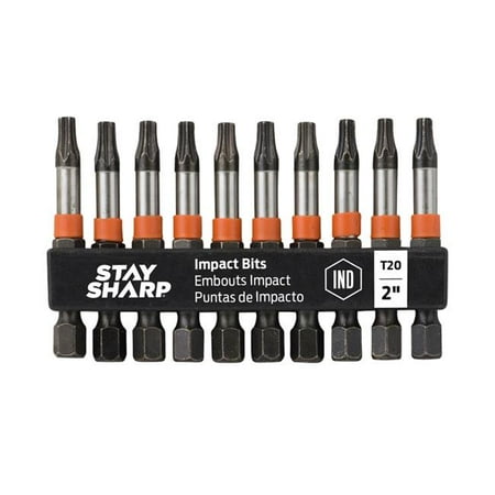 Stay Sharp 98098 2 in. T20 Impact Bit Clip Torx Industrial Screwdriver Bit - Recyclable - Pack of 10
Stay Sharp 98098 2 in. T20 Impact Bit Clip Torx Industrial Screwdriver Bit - Recyclable - Pack of 10